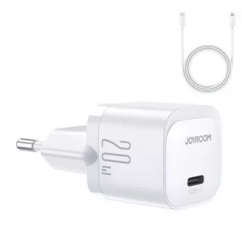Joyroom mini USB-C oplader 20W PD met USB-C naar Lightning kabel - wit JR-TCF02