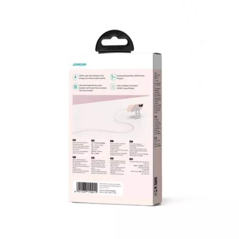 Joyroom Multi-Color Series USB-A naar USB-C snellaad- en datakabel, 100W, 1m, roze (S-A34)