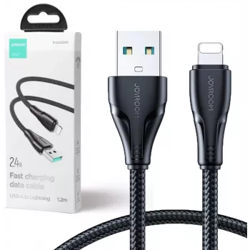 JOYROOM S-UL012A11 USB-A naar Lightning gevlochten kabel 1,2 m zwart