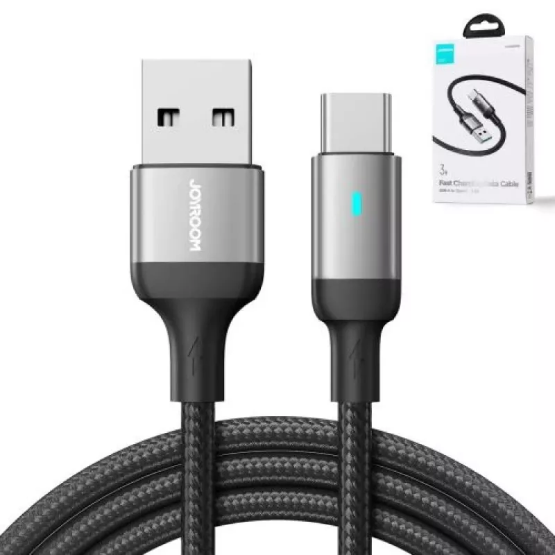 JOYROOM USB-A naar USB-C datakabel, 3A, 1,2m, zwart (S-UC027A10)