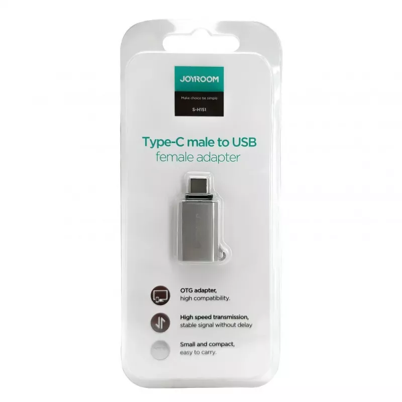 Joyroom USB-C stekker naar USB-A bus adapter Mini S-H151 zilver