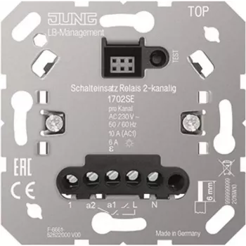 JUNG relais-schakelmodule, 2-kanaals, 230 V AC, potentiaalvrije NO-contacten, 10 A 1702SE