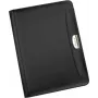 JÜSCHA Alassio MARES I schrijfmap DIN A4 met rekenmachine, notitieblok, kaartvakken, pennenlus, FINEtouch lederimitatie, zwart 96086-1
