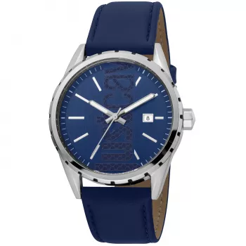 JUST CAVALLI MAN JC1G082L0095 42mm quartz analoog blauwe wijzerplaat leren band horloge