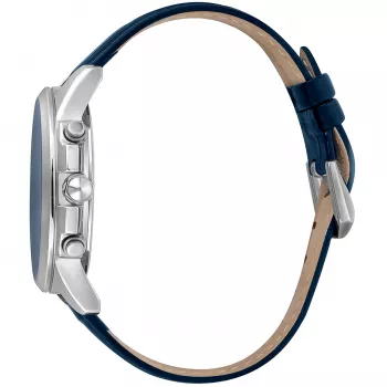 JUST CAVALLI MAN JC1G175L0225 42mm blauwe wijzerplaat leren band quartz horloge