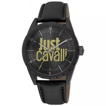 JUST CAVALLI MAN JC1G207L0035 42mm blauwe wijzerplaat leren band horloge