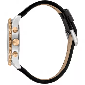 JUST CAVALLI HEREN JC1G214L0025 42mm quartz analoog horloge zwarte wijzerplaat leren band