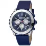 JUST CAVALLI MAN JC1G214L0045 44mm horloge met blauwe wijzerplaat en leren band