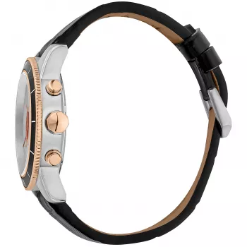 JUST CAVALLI MAN JC1G215L0035 42mm analoog kwartshorloge zwarte wijzerplaat zwarte leren band