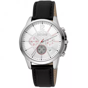 JUST CAVALLI Heren Quartzhorloge JC1G175L0215 42mm Blauwe wijzerplaat Leren band