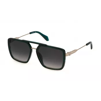 JUST CAVALLI heren zonnebril SJC040-580G61 - geometrisch volrand kunststof montuur met polycarbonaatglazen, UV400-bescherming, 58 mm glasbreedte