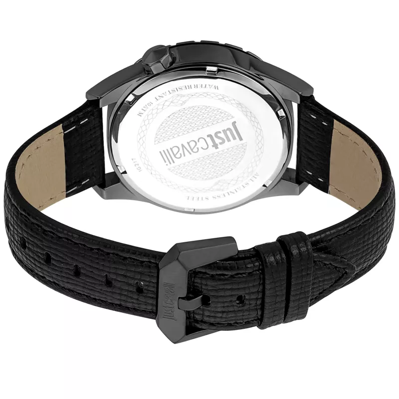 Just Cavalli herenhorloge JC1G217L0045 42mm zwarte wijzerplaat leren band