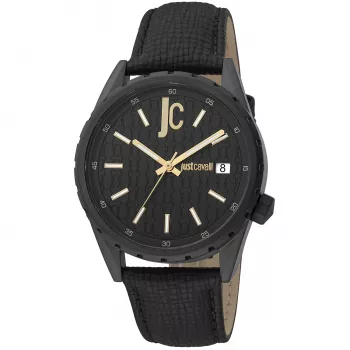 Just Cavalli herenhorloge JC1G217L0045 42mm zwarte wijzerplaat leren band