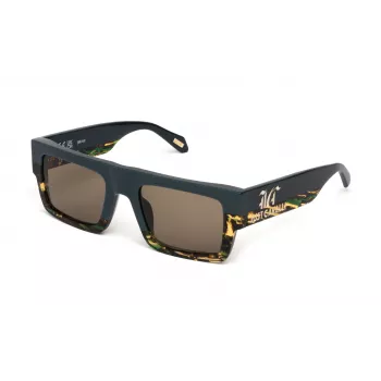JUST CAVALLI dameszonnebril SJC103V5307RR zwart acetaat montuur, hoekige vorm, grijze verloopglazen, 53 mm