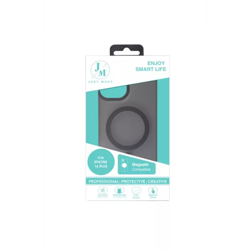 JUST MUST JM MAGSAFE SILK FROST I Case voor iPhone 16 Plus Zwart