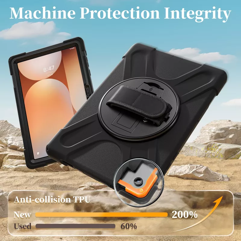 JUST MUST JM Rugged Case Grip voor Samsung Galaxy Tab A11+ met draagriem zwart