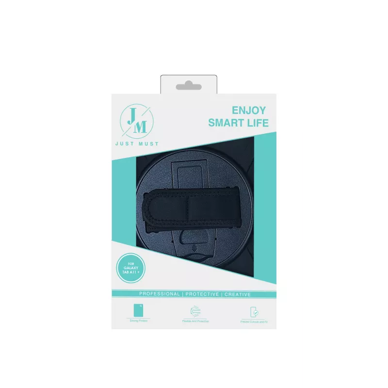 JUST MUST JM Rugged Case Grip voor Samsung Galaxy Tab A11+ met draagriem zwart