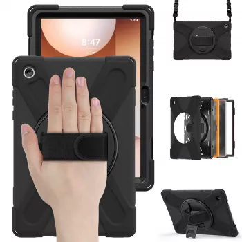 JUST MUST JM Rugged Case Grip voor Samsung Galaxy Tab A11+ met draagriem zwart