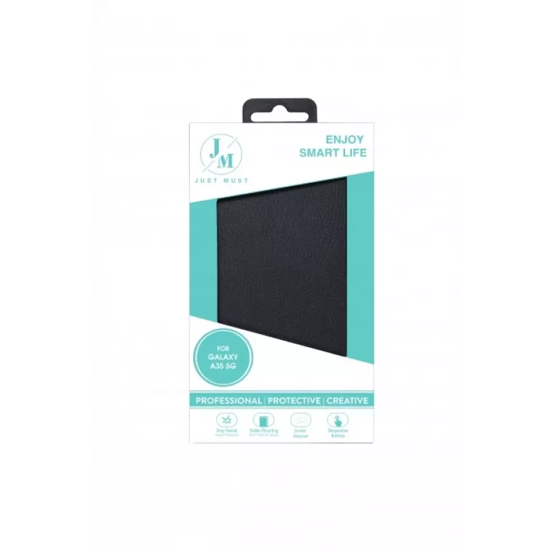 JUST MUST JM Stand Flip Case voor Samsung Galaxy A35 5G, zwart