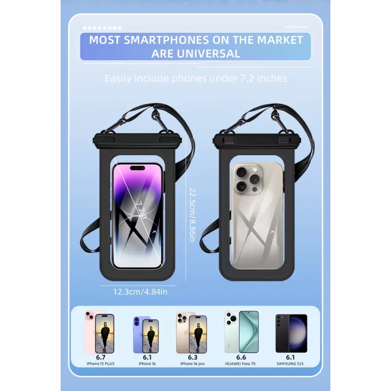 JUST MUST Waterdichte telefoonhoes, zwart