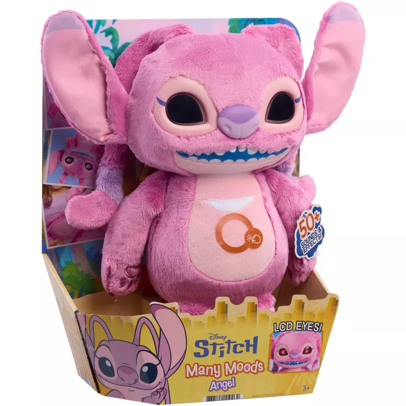 Just Play Disney Stitch Many Moods Angel knuffel - roze - 17,8 cm
