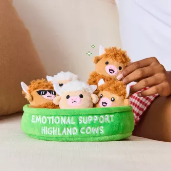 Just Play Emotional Support Highland Cow knuffeldier - bruin, 25 cm
