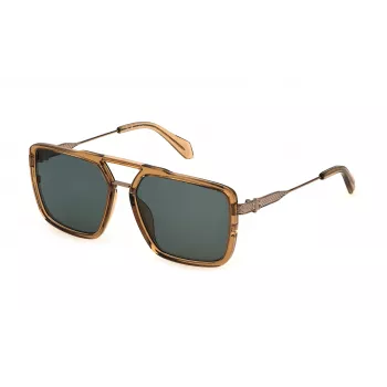 JUSTCAVALLI herenzonnebril SJC040-580913 Havana bruin verloop vierkant acetaat 58mm