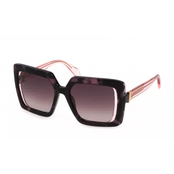 JUSTCAVALLI dameszonnebril SJC027-5309SJ - zwart, hoekig montuur met grijze verloopglazen - 53 mm