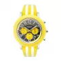 K&BROS unisex analoog horloge 9427-3-710 43mm RVS behuizing zwarte wijzerplaat leren band