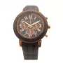 K&BROS unisex quartz analoog horloge 9427-4-710 43mm RVS zwarte wijzerplaat leren band