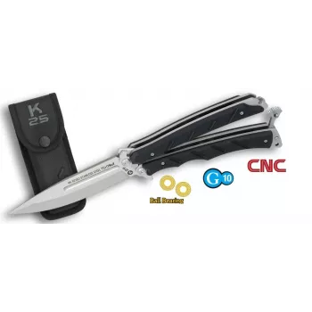 K25 02263 Balisong vlindermes CNC lem kogellager