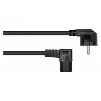 Kabelmeister 3m netsnoer, CEE 7/7 Schuko naar IEC C15, 90° haaks, zwart