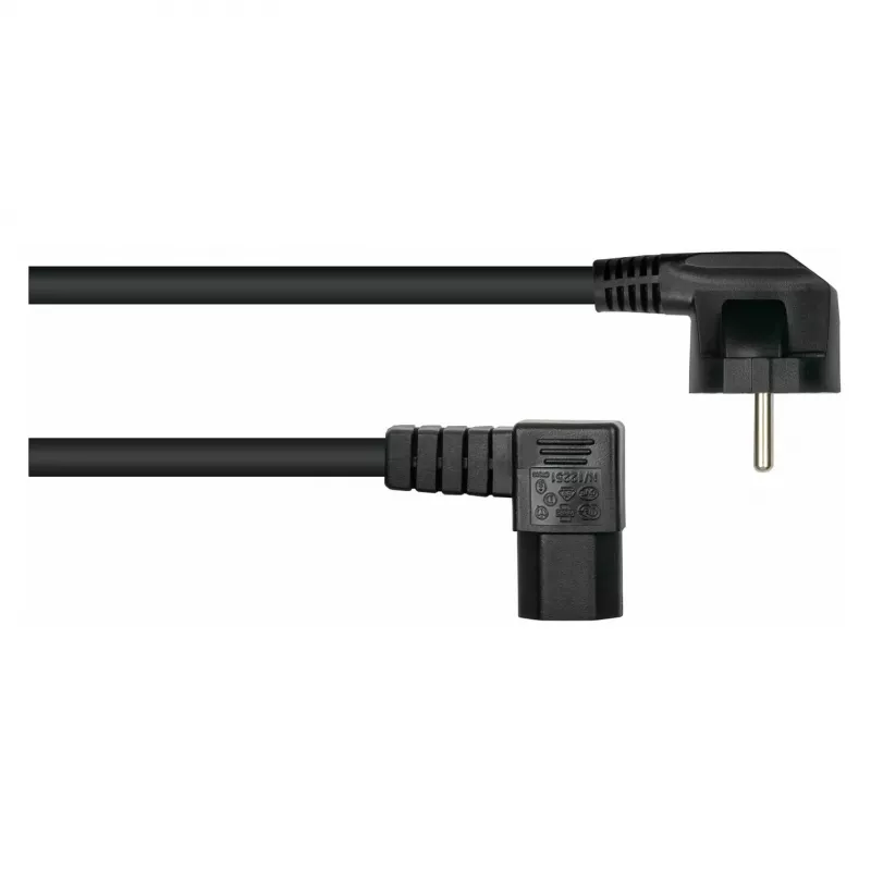 Kabelmeister 3m netsnoer, CEE 7/7 Schuko naar IEC C15, 90° haaks, zwart