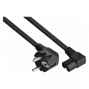 Kabelmeister 3m netsnoer, CEE 7/7 Schuko naar IEC C15, 90° haaks, zwart