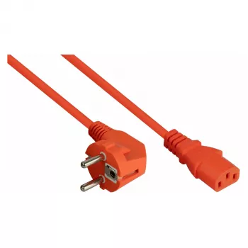 Kabelmeister 3m Schuko (CEE 7/7) naar C13 netkabel, 90° haaks, oranje