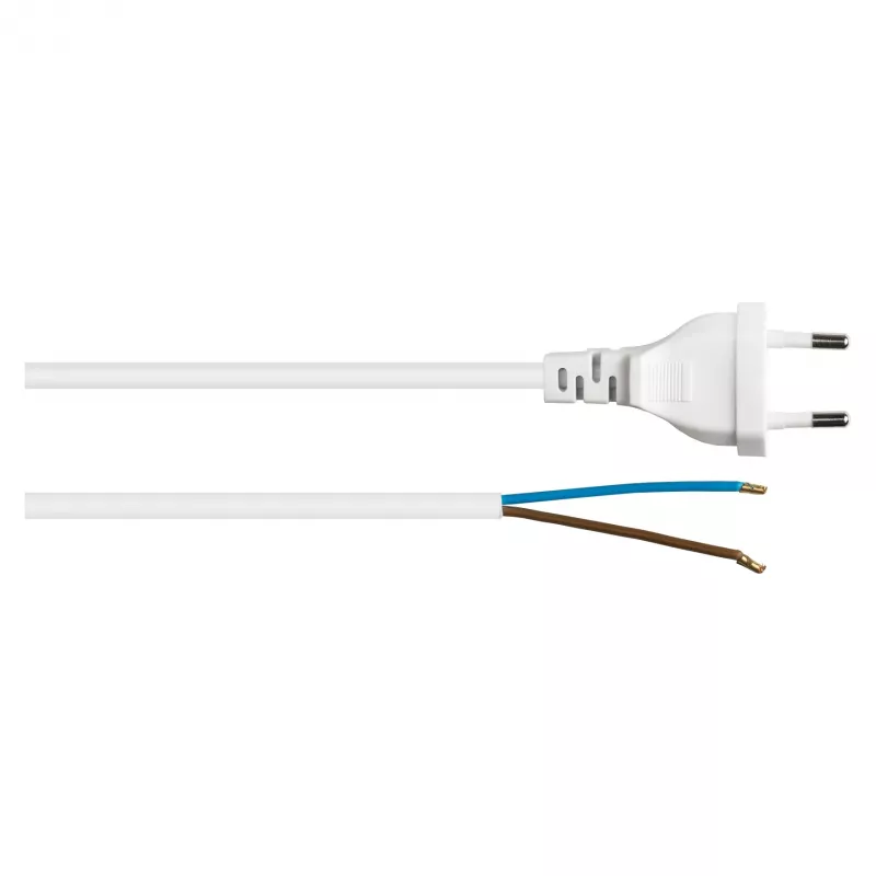 Kabelmeister Euro-voedingskabel met open uiteinde, 3 m, wit (H03VVH2-F)
