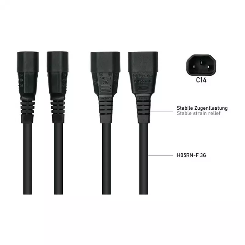 Kabelmeister IEC C14 naar C15 stroomkabel 3m (SK1450-S030) – zwart