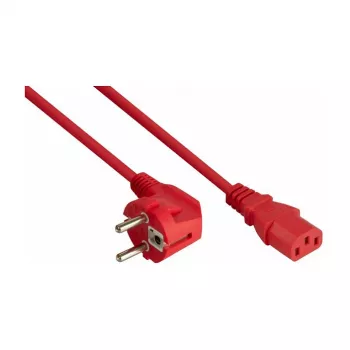 Kabelmeister netsnoer, Schuko-stekker (CEE 7/7) 90° haaks naar IEC C13, rood, 5m