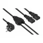 Kabelmeister Schuko-stekker (90° haaks) naar 2x IEC C13 Y-stroomverdeelkabel, 2m, Zwart