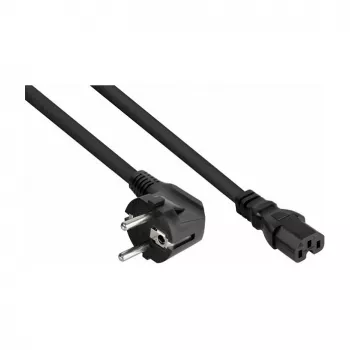 Kabelmeister Schuko-netkabel met 90° haakse stekker naar IEC C15, zwart, 1,8 m