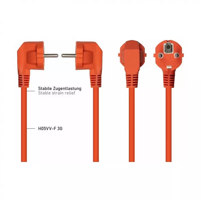 Kabelmeister Schuko-netkabel met haakse C13-stekker, oranje, 1,8 m