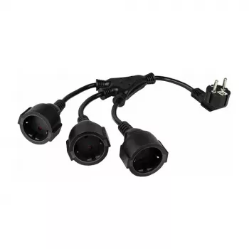 Kabelmeister SK0103-S002 3-voudige Schuko stekkerdoos, 90° haakse stekker, 0,2 m kabel, zwart