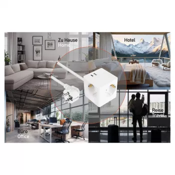 kabelmeister stopcontactblok 3 stopcontacten met USB-C en USB-A, wit, 2m
