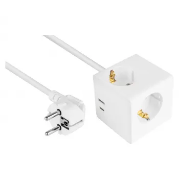 kabelmeister stopcontactblok 3 stopcontacten met USB-C en USB-A, wit, 2m