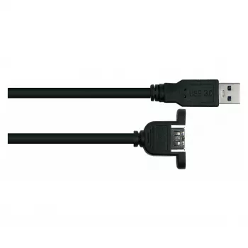 Kabelmeister USB 3.0 paneelmontage-verlengkabel, USB-A stekker naar USB-A bus, 0,5 m, zwart, UL-gecertificeerd