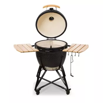 Kamado Bono Grande keramische grill 23″ houtskool-BBQ met wagen, zwart