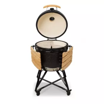 Kamado Bono Grande keramische grill 23″ houtskool-BBQ met wagen, zwart