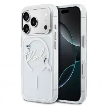 Karl Lagerfeld Apple iPhone 18 Pro Max HC MagSafe IML Clear Case met Karl Script Logo Transparant