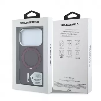 Karl Lagerfeld IML Ring Stand 360 Kameo Metal MagSafe-hoesje voor iPhone 18 Pro / 17 Pro - bordeauxrood