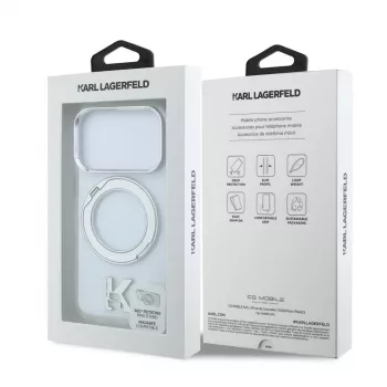 Karl Lagerfeld IML Ring Stand 360 Kameo Metal MagSafe hoes voor iPhone 18 Pro / 17 Pro - transparant